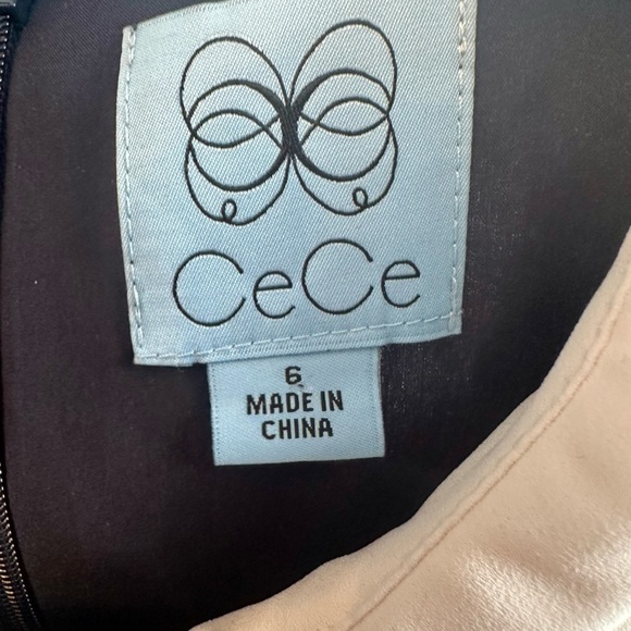 CeCe Blue and White Floral Dress w/ Peter Pan Collar Size 6 - Picture 3 of 5